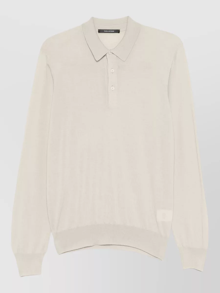 Tagliatore virgin wool knitted long-sleeve polo shirt