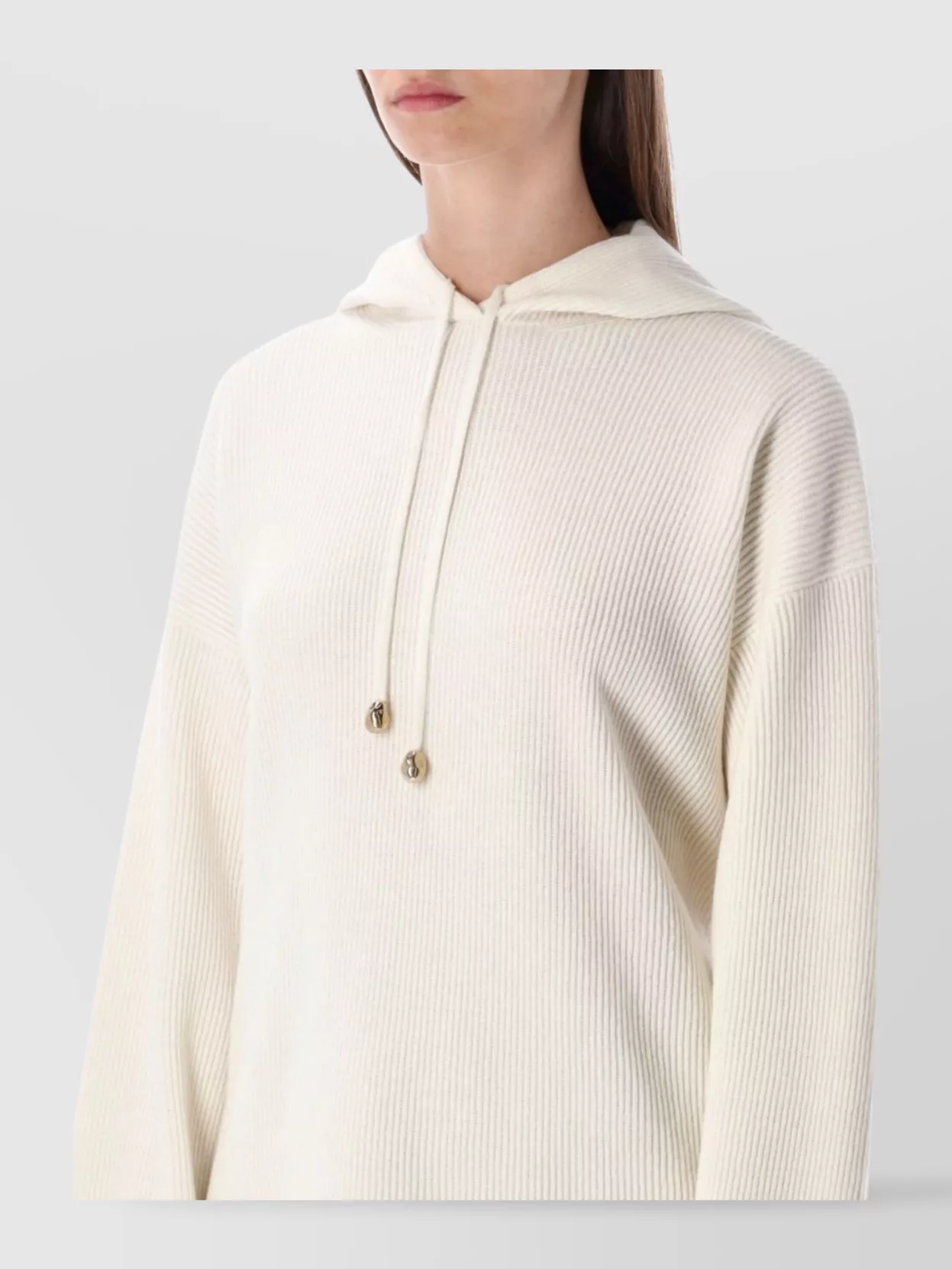 Fabiana Filippi Drawstring Hooded Long Sleeve Knit Sweater