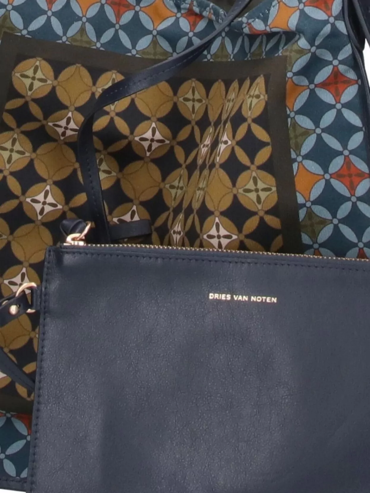 Dries Van Noten Geometric Pattern Shoulder Bag With Adjustable Strap