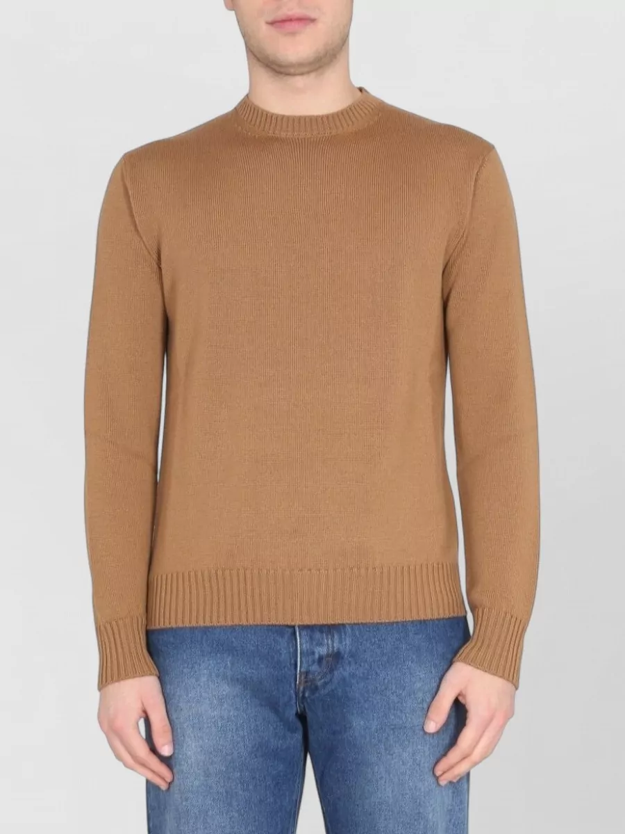 Ballantyne Merino Wool Ribbed Cross-Neck Jumper
