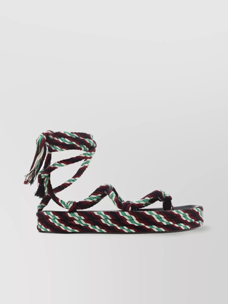 Shop Isabel Marant Étoile Flat Sole Sandals With Tassel Accents In Brown