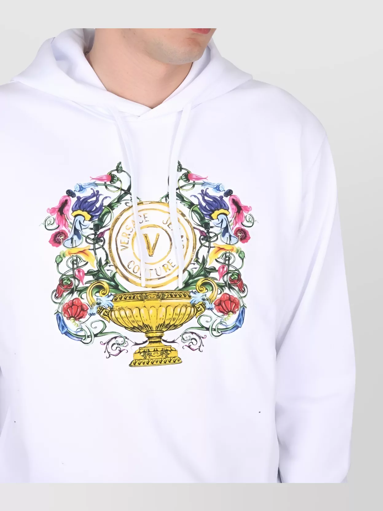 Shop Versace Jeans Couture Logo Print Hooded Sweatshirt