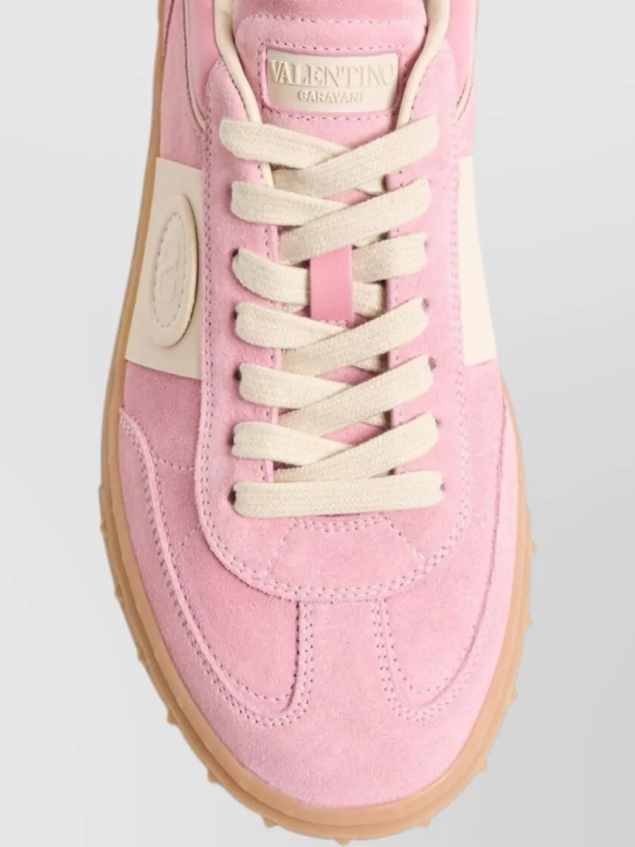 Valentino Garavani Lace Up Suede Shoes Round Toe