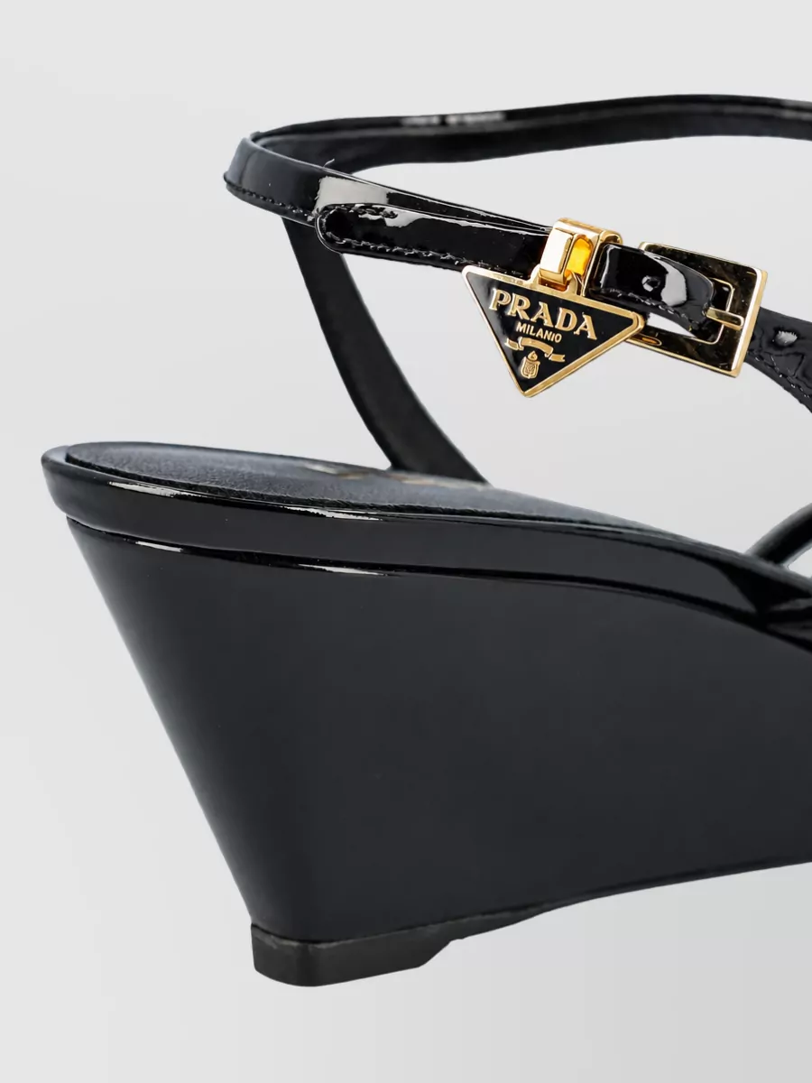 Prada Leather Wedge Heel Mules