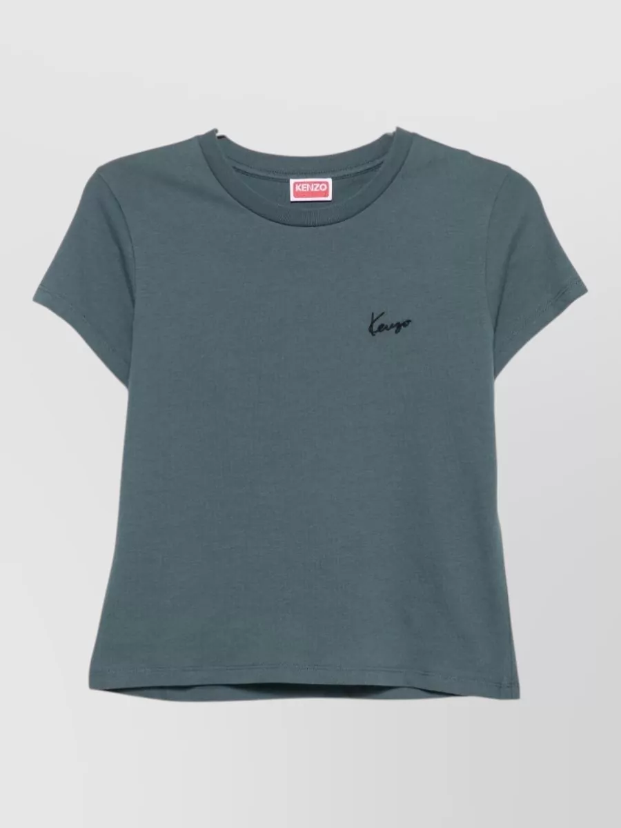 Kenzo cotton logo embroidered crew neck short sleeve t-shirt