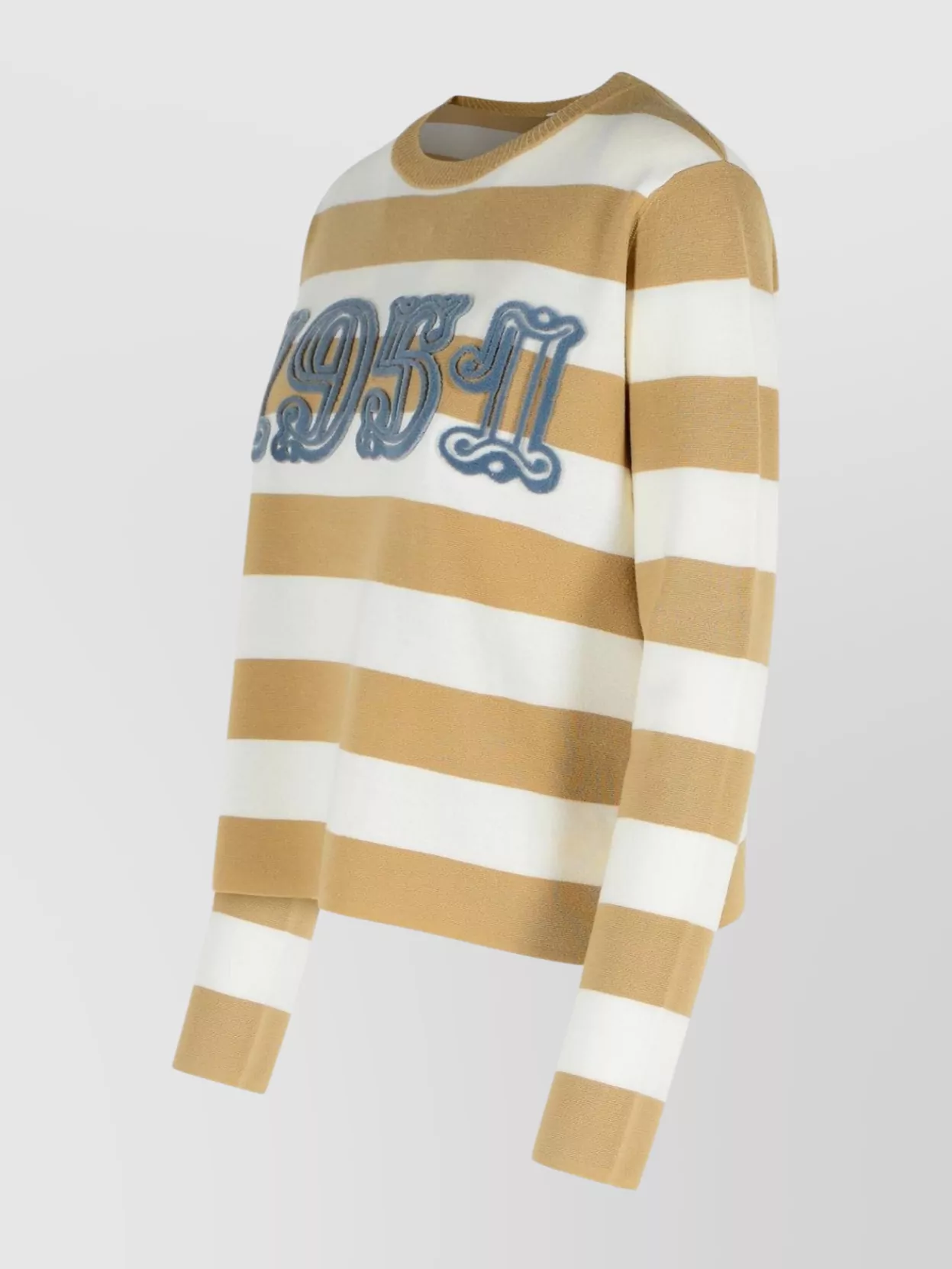 Max Mara Crew Neck Striped Wool Sweater With Embroidered Detail