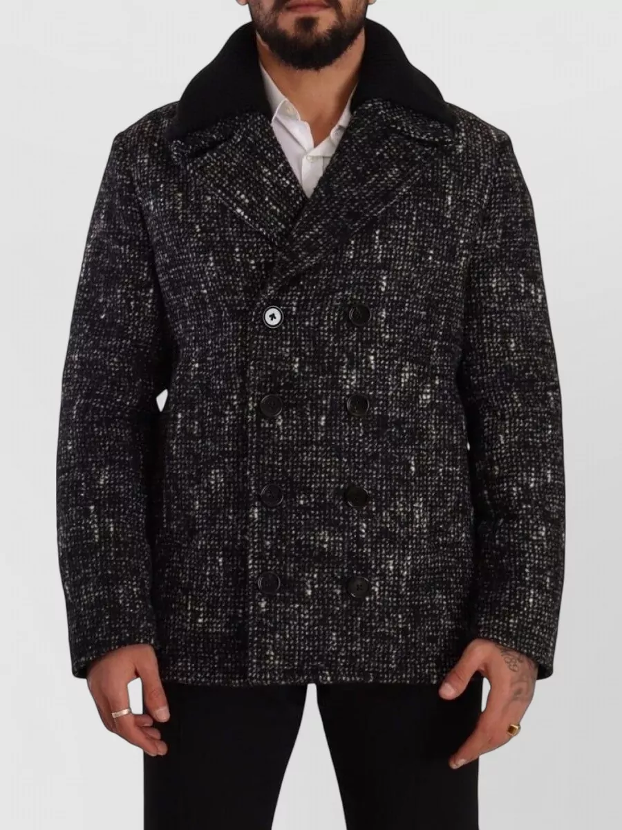 Dolce&Gabbana wool alpaca speckled double-breasted peacoat