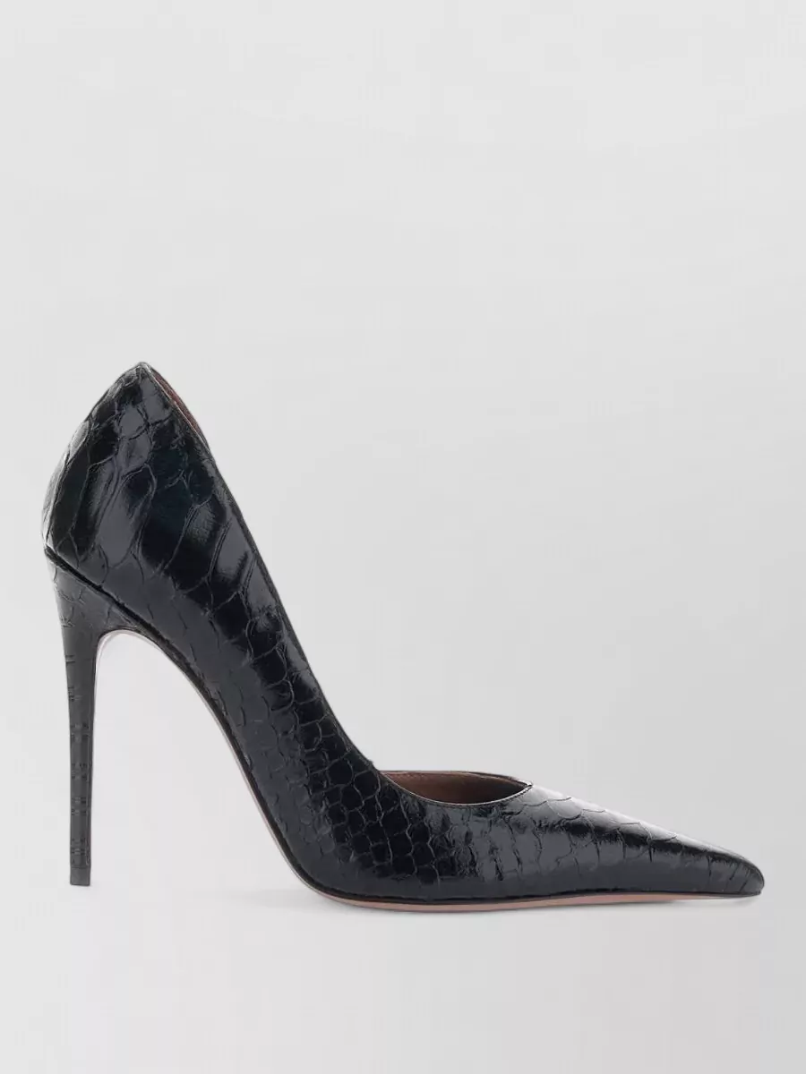 Paris Texas Leather Snake-Effect Pointed-Toe Pumps