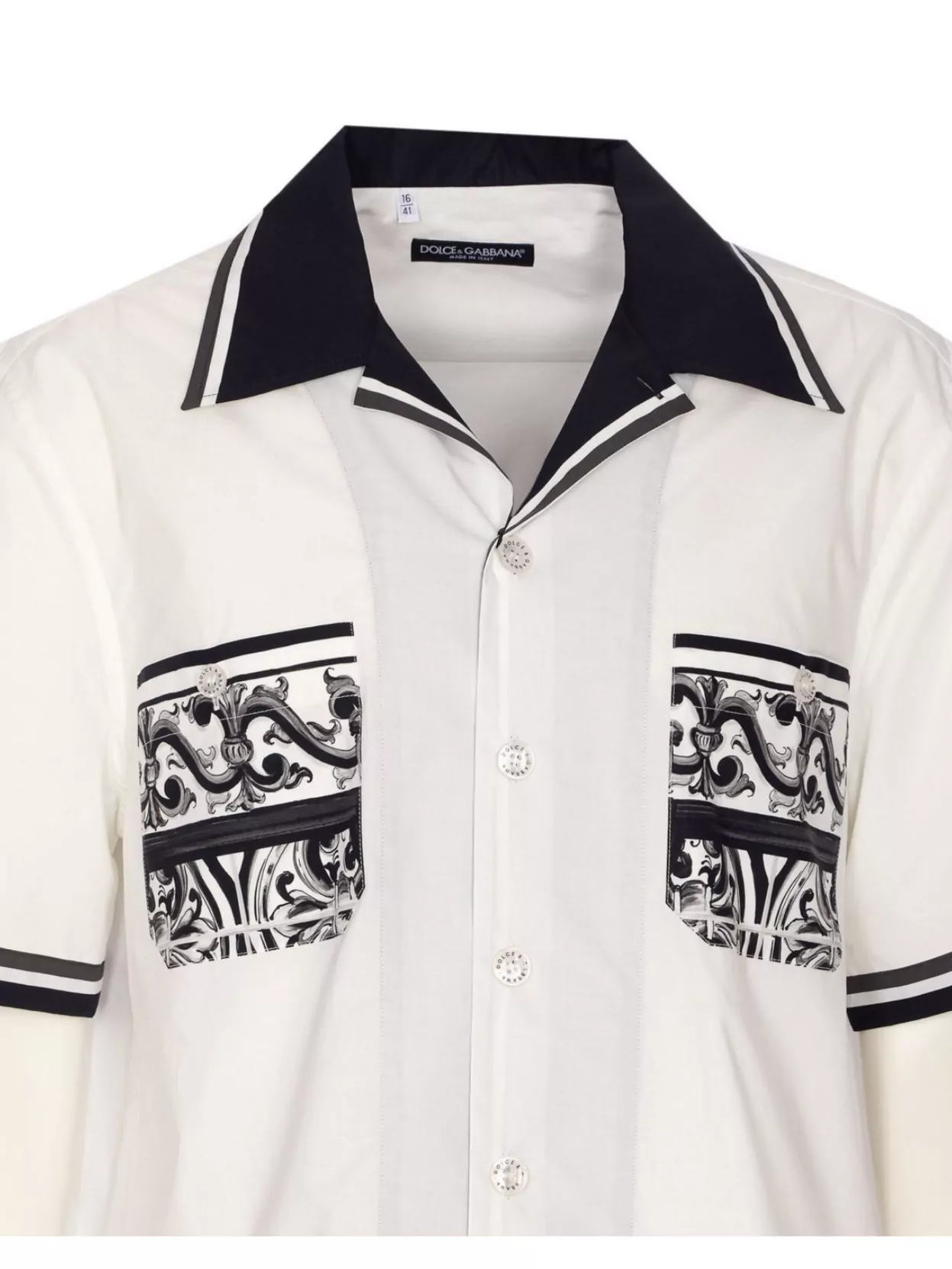 Dolce&Gabbana Short Sleeve Printed Bowling Shirt With Pockets