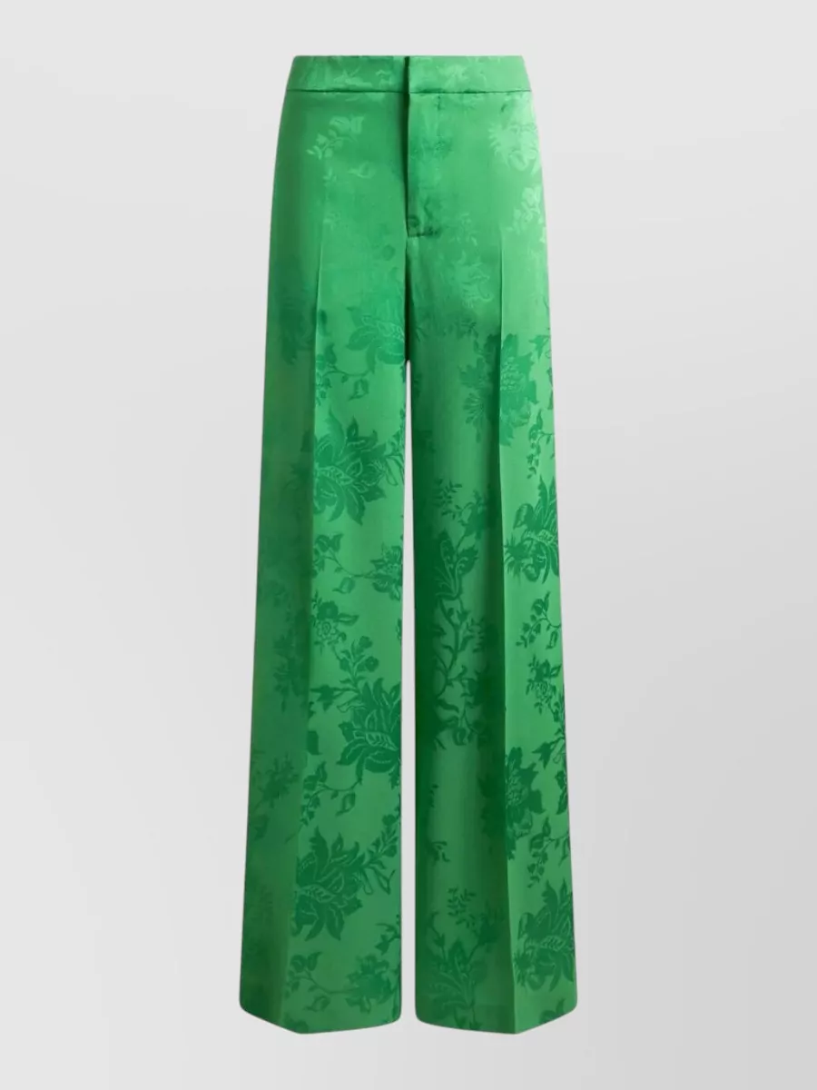 Etro High Waist Trousers Floral Pattern Pleats