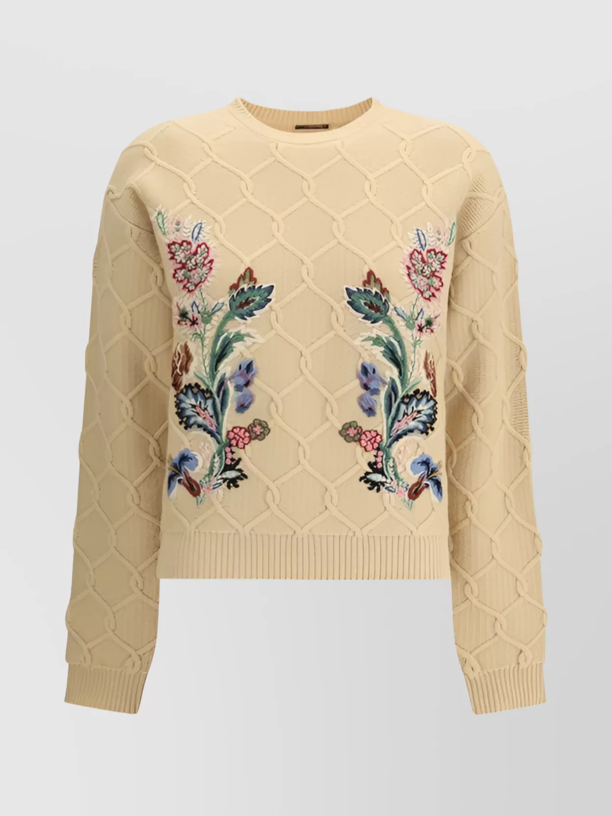 Etro Floral Embroidery Textured Knit Sweater