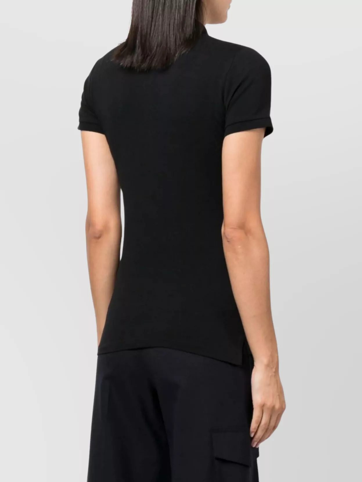 Shop Ralph Lauren Julie Embroidered Logo Polo Shirt In Black