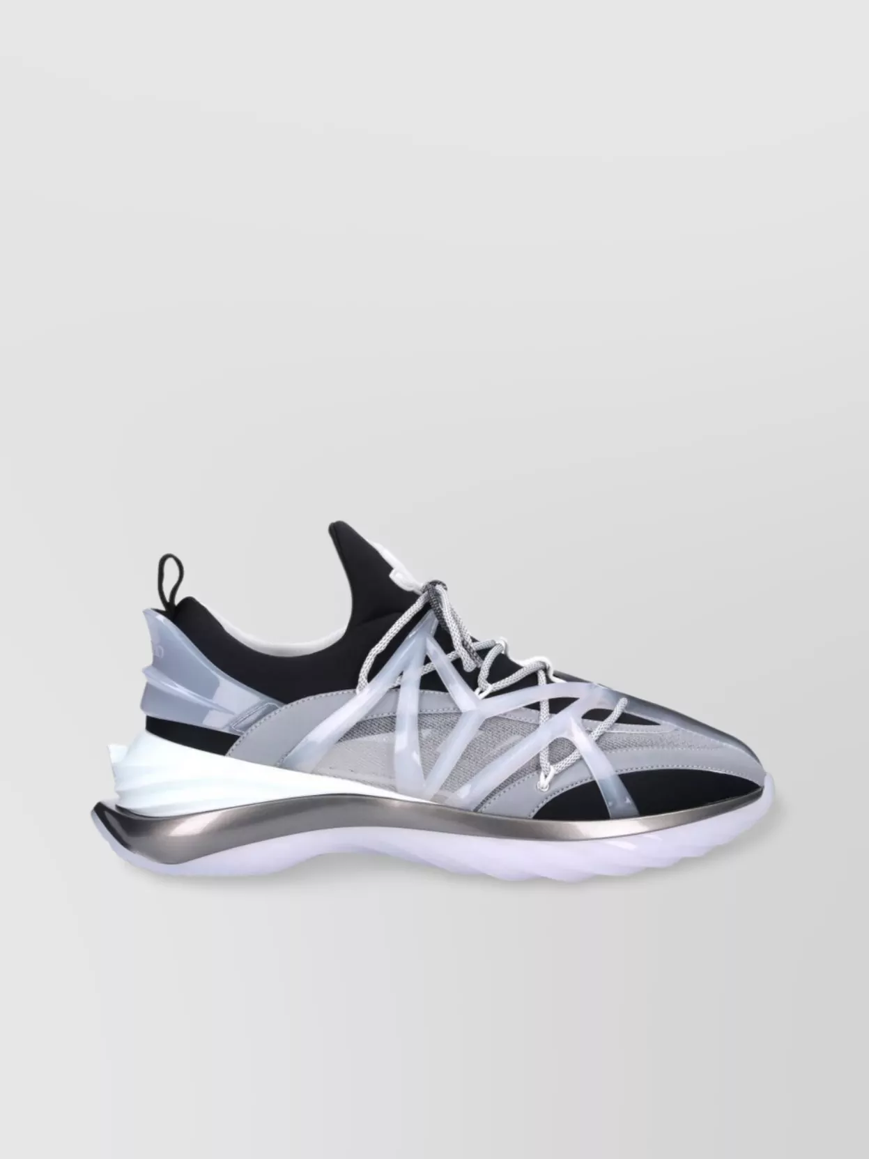 Jimmy Choo Mesh Panel Low Top Sneakers With Pull Tab And Rubber Sole In White
