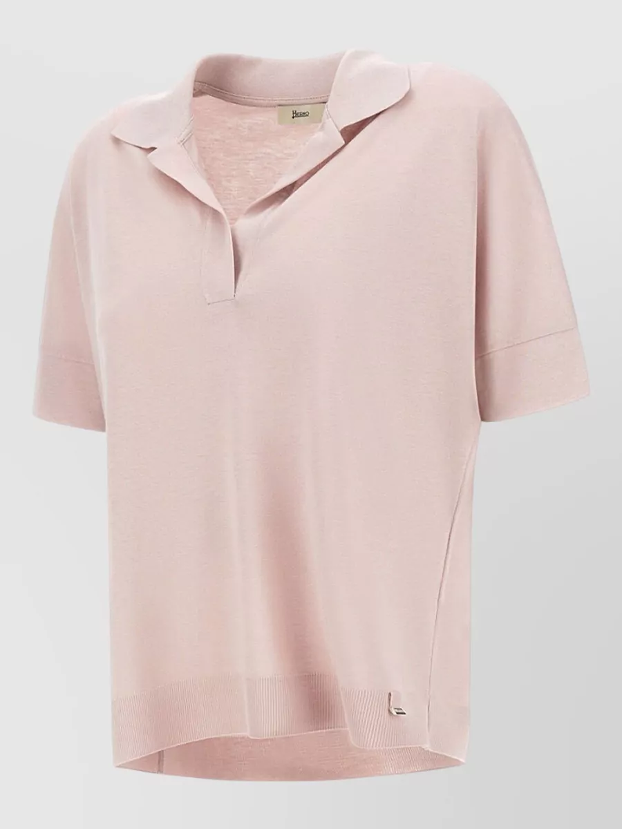 Herno V-Neck Short-Sleeve Polo Top