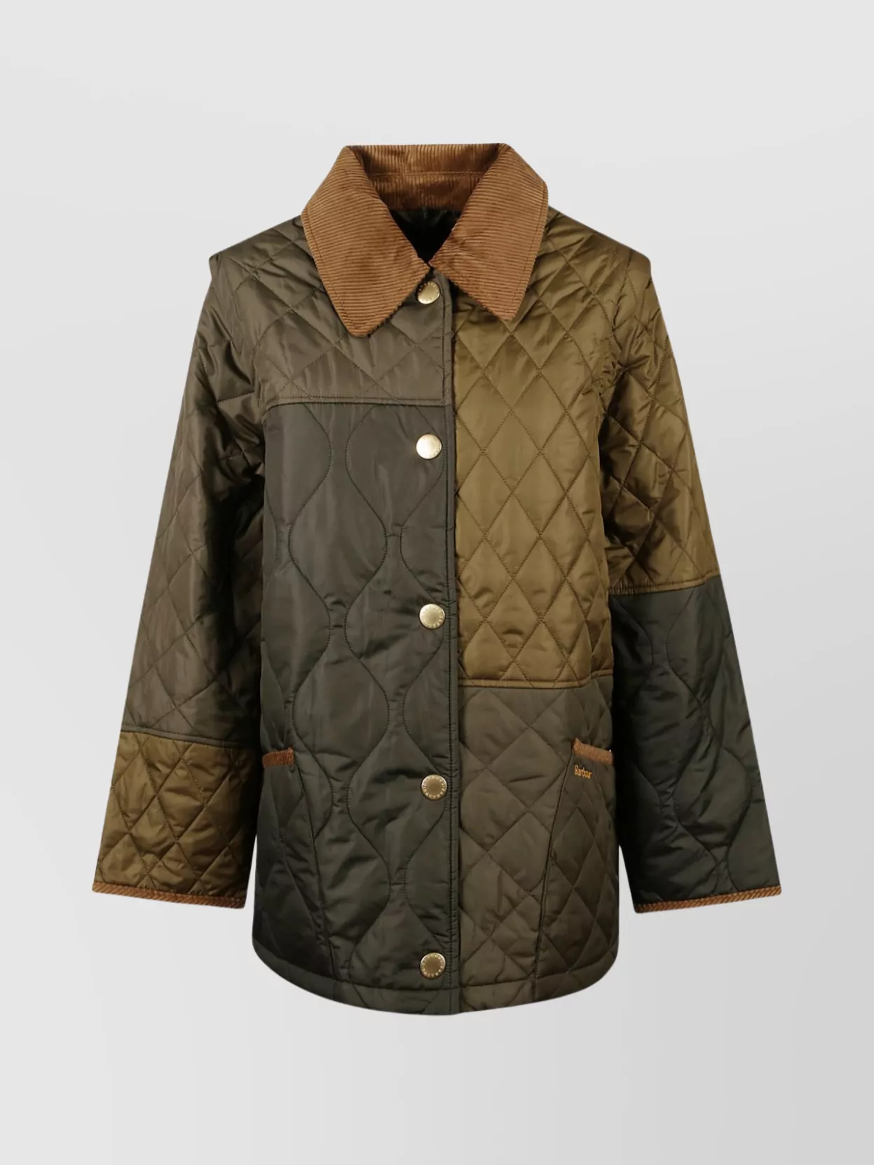 Barbour Quilted Jacket With Contrast Collar And Pockets In Multi