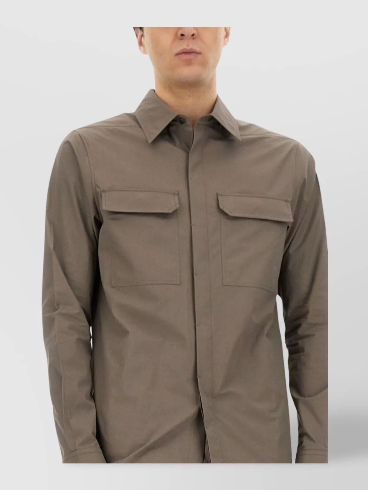 Rick Owens Structured Cotton Work Shirt With Button-down Front
