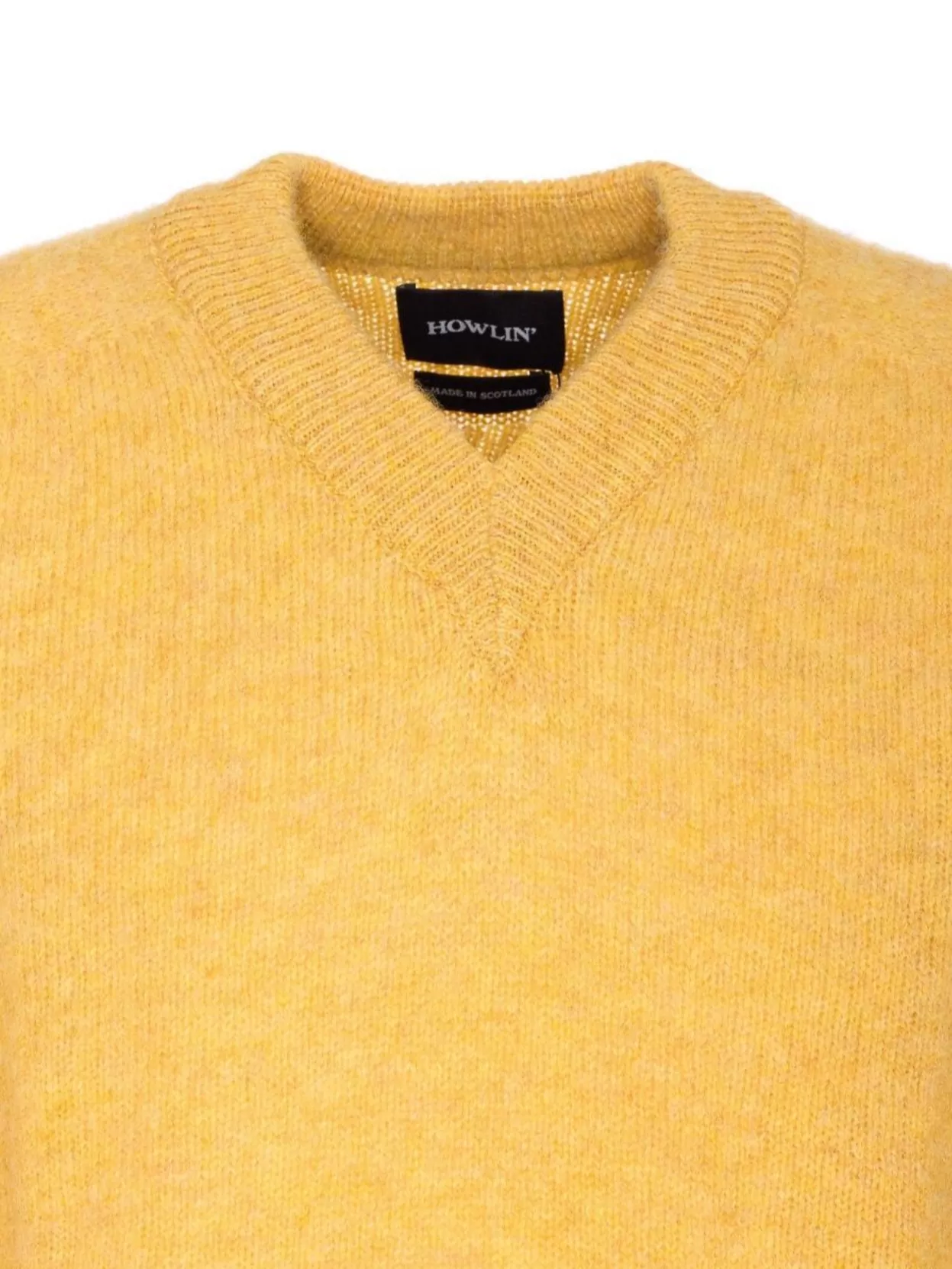 Howlin' Long Sleeve V-neck Sweater With Ribbed Cuffs And Hem In Yellow
