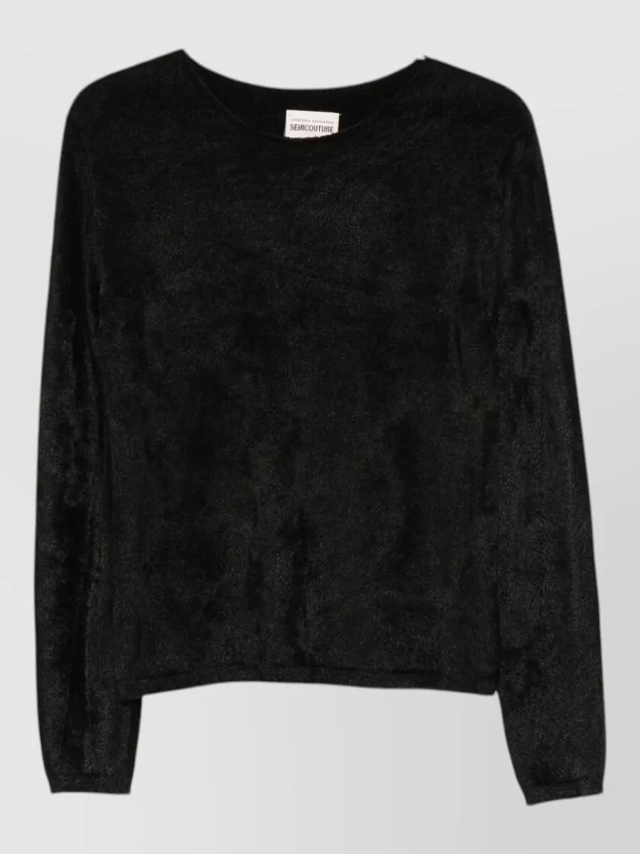 Semicouture textured scoop neck long sleeve sweater