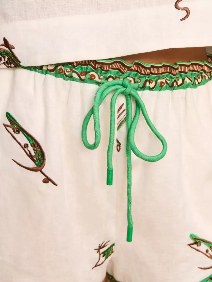 Alémais Linen Embroidered Short Beach Cover-Up