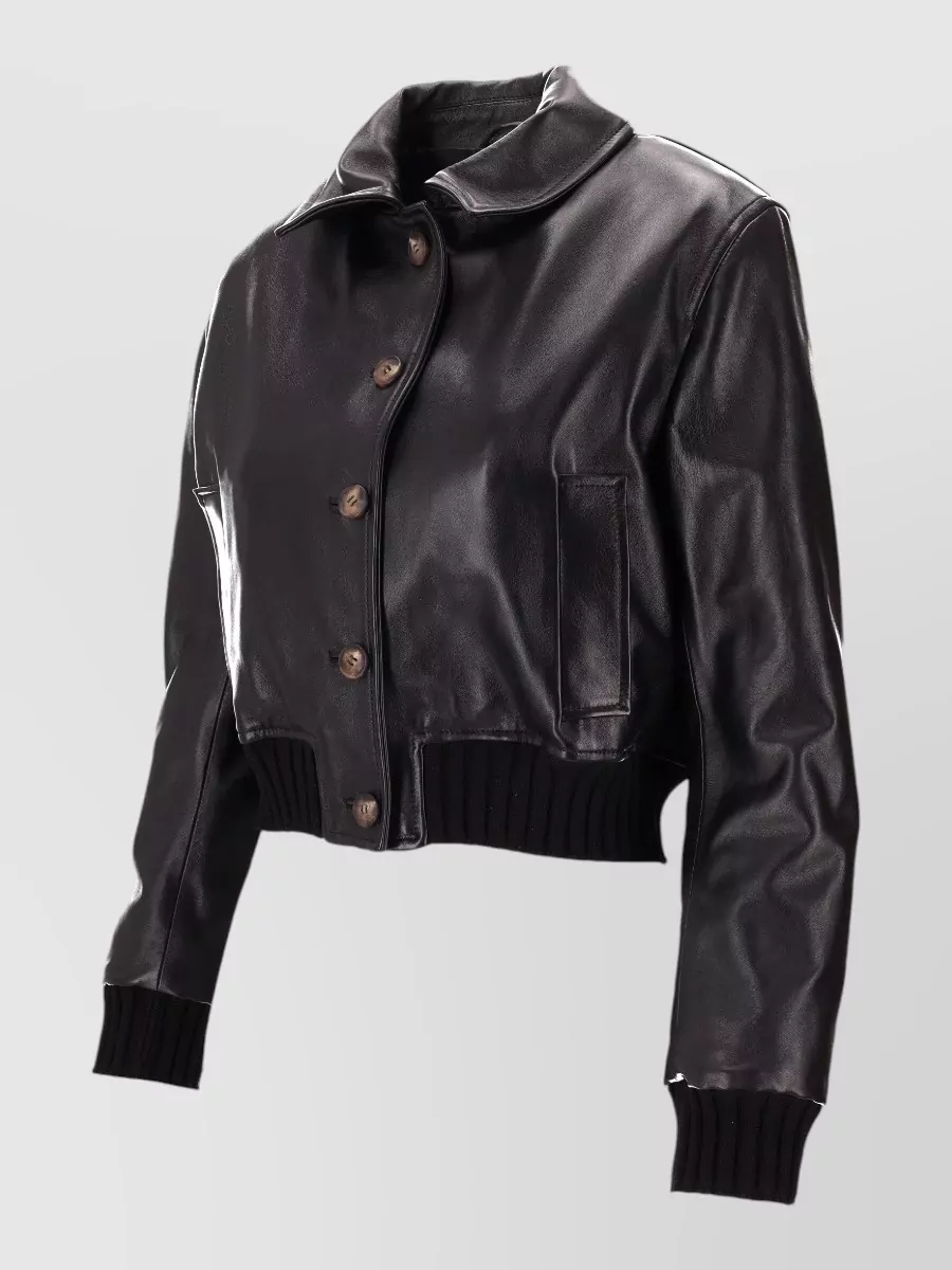 La Rose Leather Cropped Jacket