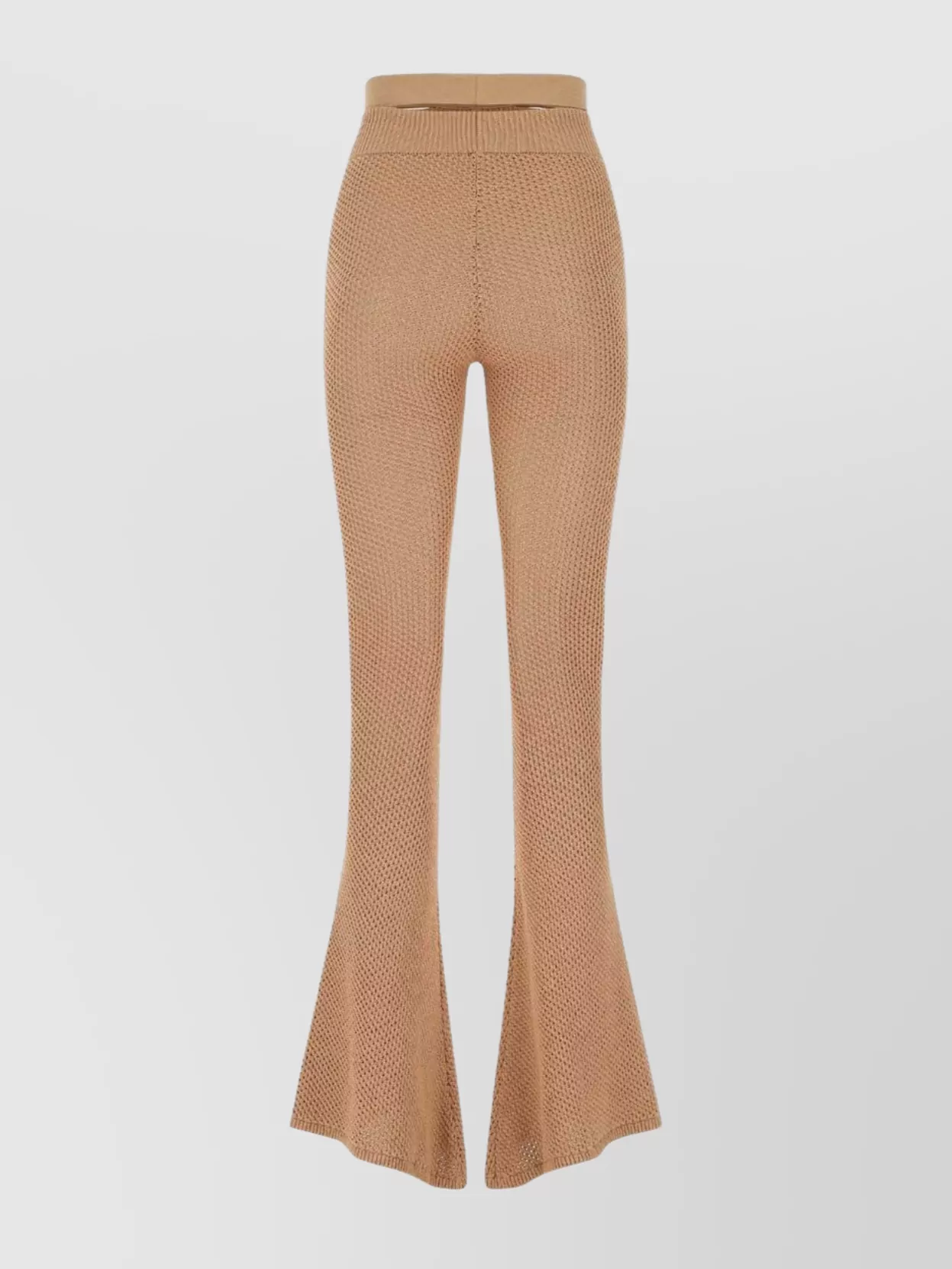Shop Andreädamo Stretch Mesh Flared Pant In Beige