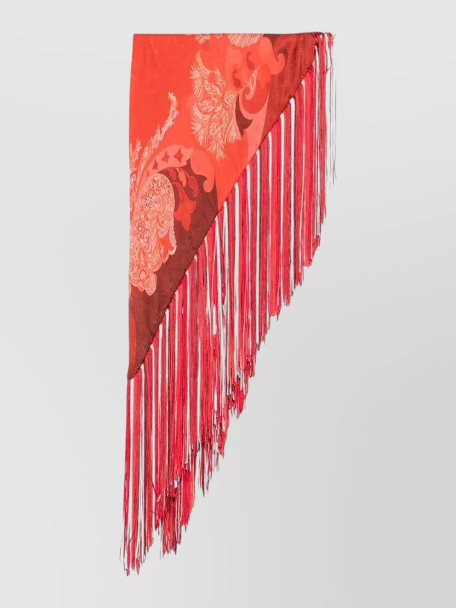 Etro Silk Paisley-Print Fringed Scarf