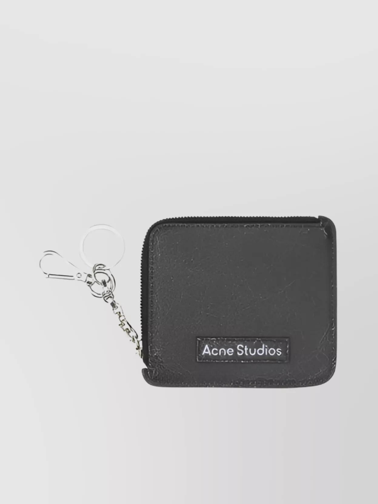 Shop Acne Studios Leather Card Holder With Carabiner And Chain
