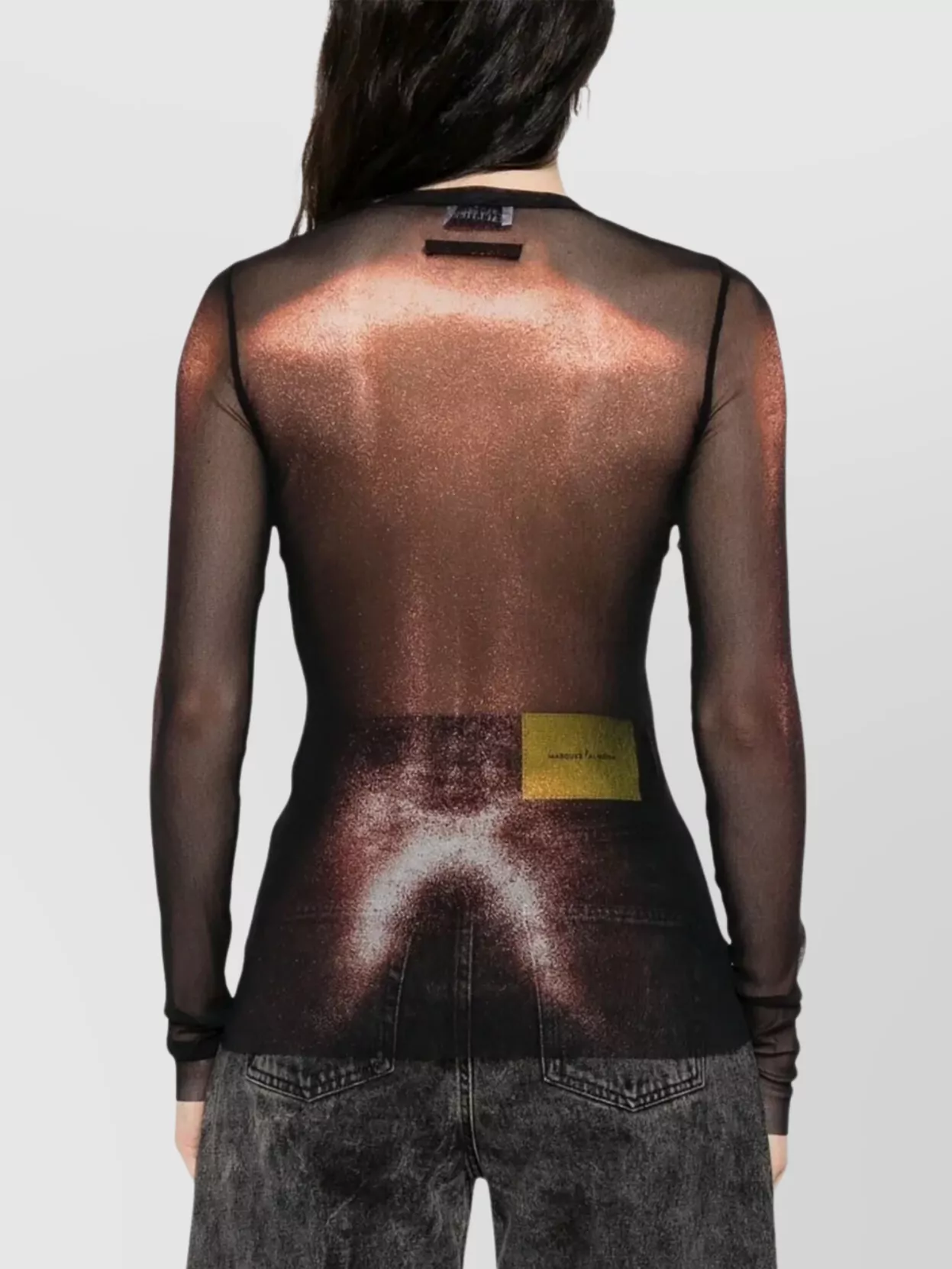 Jean Paul Gaultier Sheer Mesh Crew Neck Top Long Sleeves