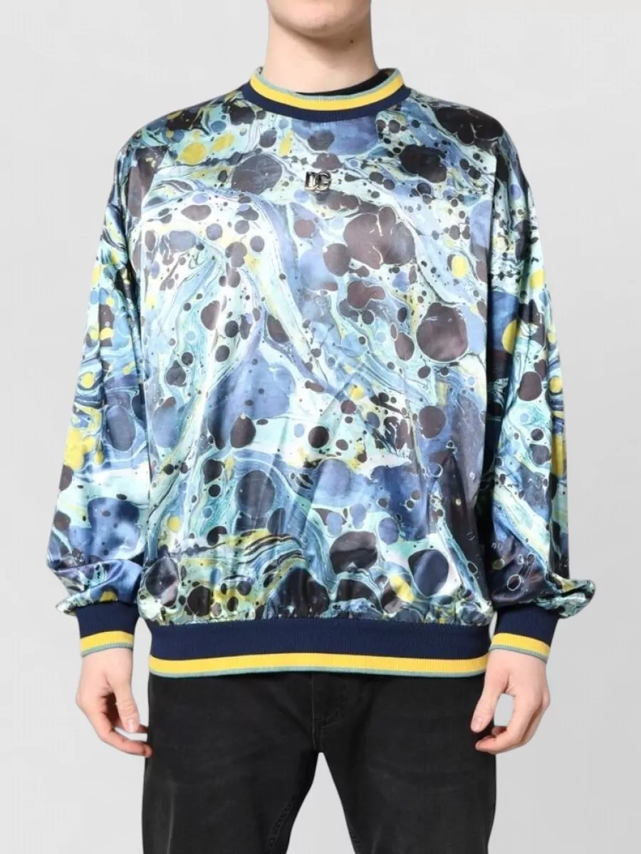 Dolce&Gabbana silk marble print relaxed-fit pullover sweater
