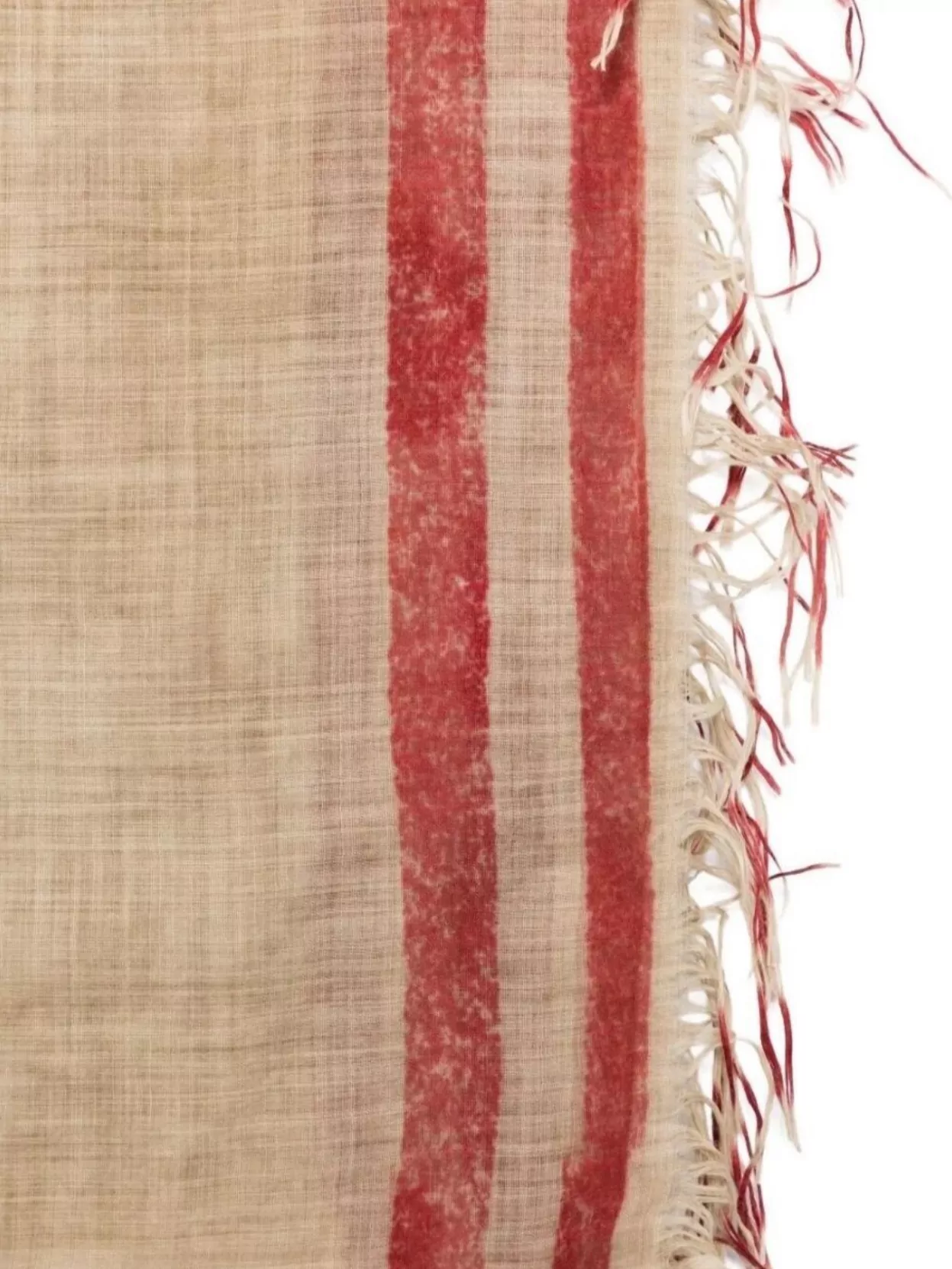 Uma Wang Striped Pattern Scarf Fringed Edges