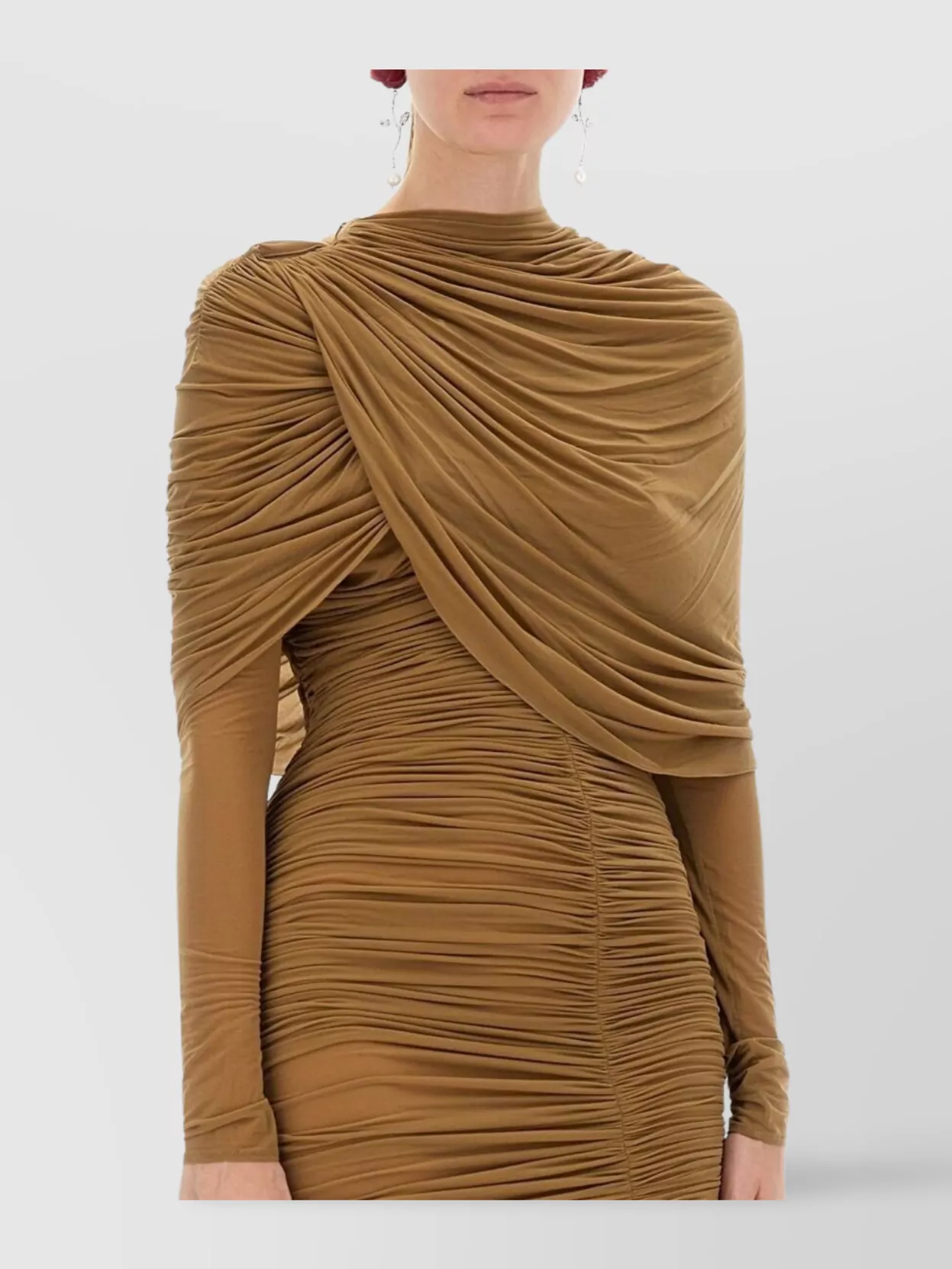 Magda Butrym Asymmetric Midi Dress Draped Detail