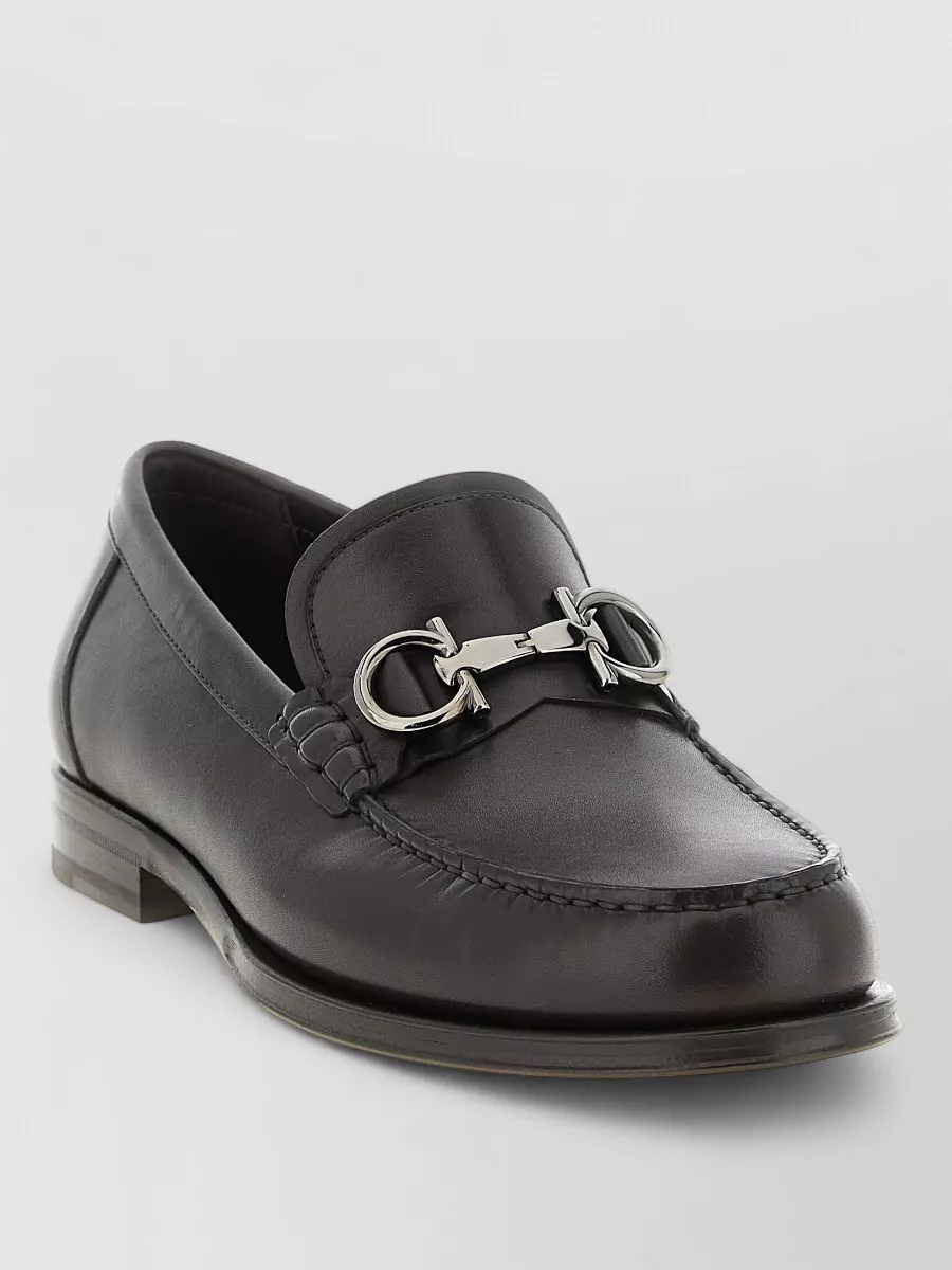 Ferragamo Teatro Buckle Leather Sole Loafers