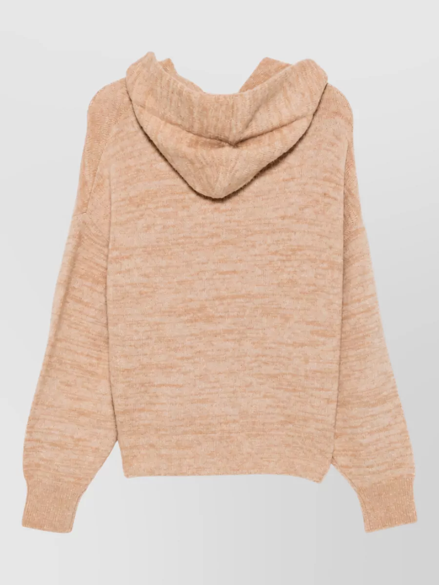 Closed Ribbed Hooded Knitted Jumper