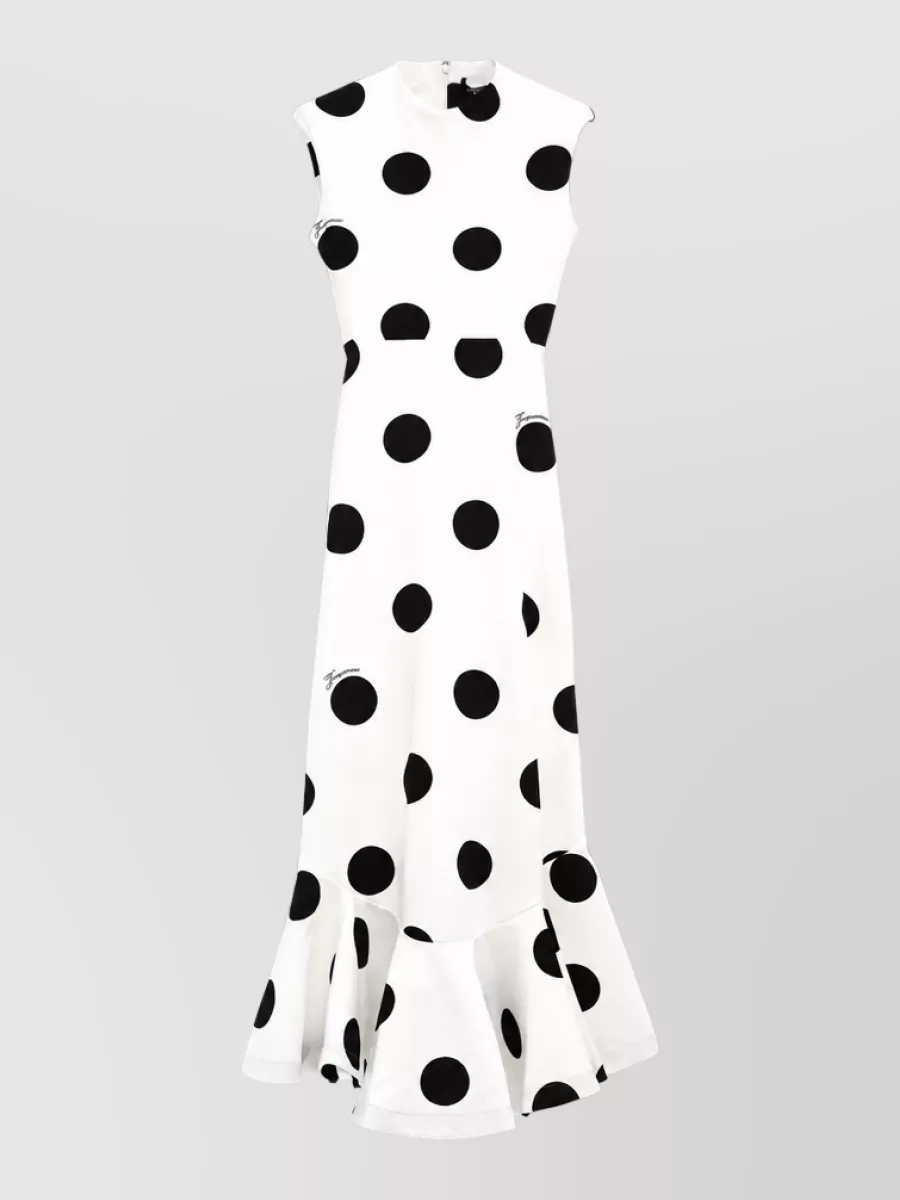 Jacquemus Polka-dot sleeveless high-neck midi dress