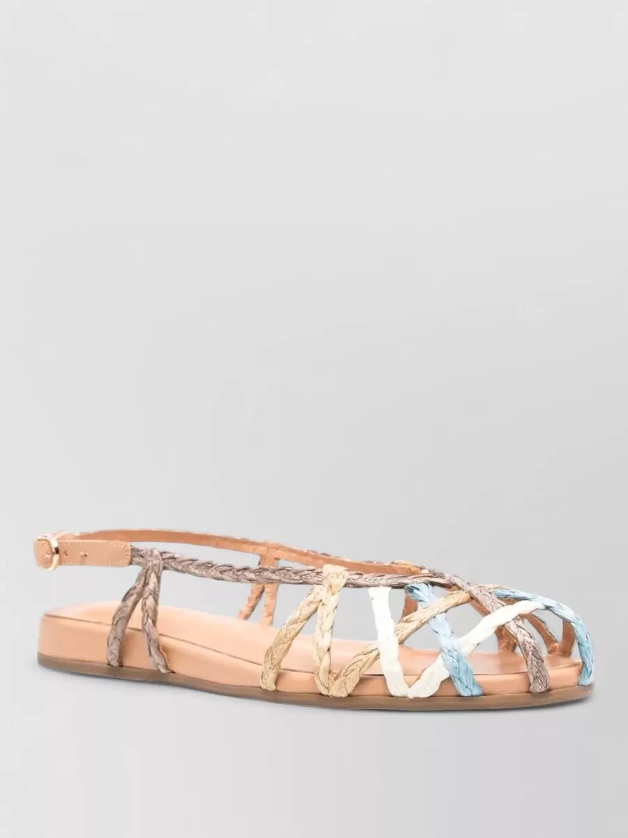 Ancient Greek Sandals raffia flat sandals