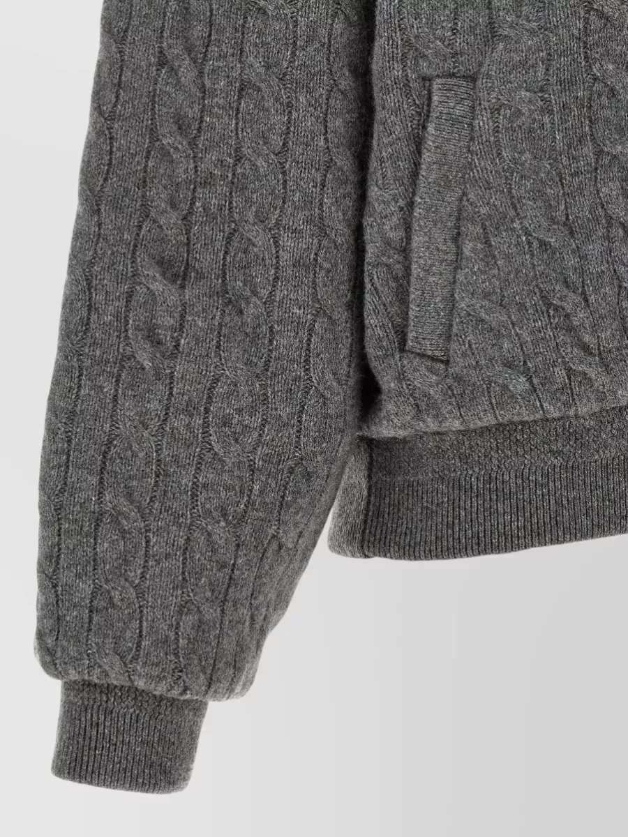Polo Ralph Lauren Wool Cashmere Braided Knit Bomber Jacket