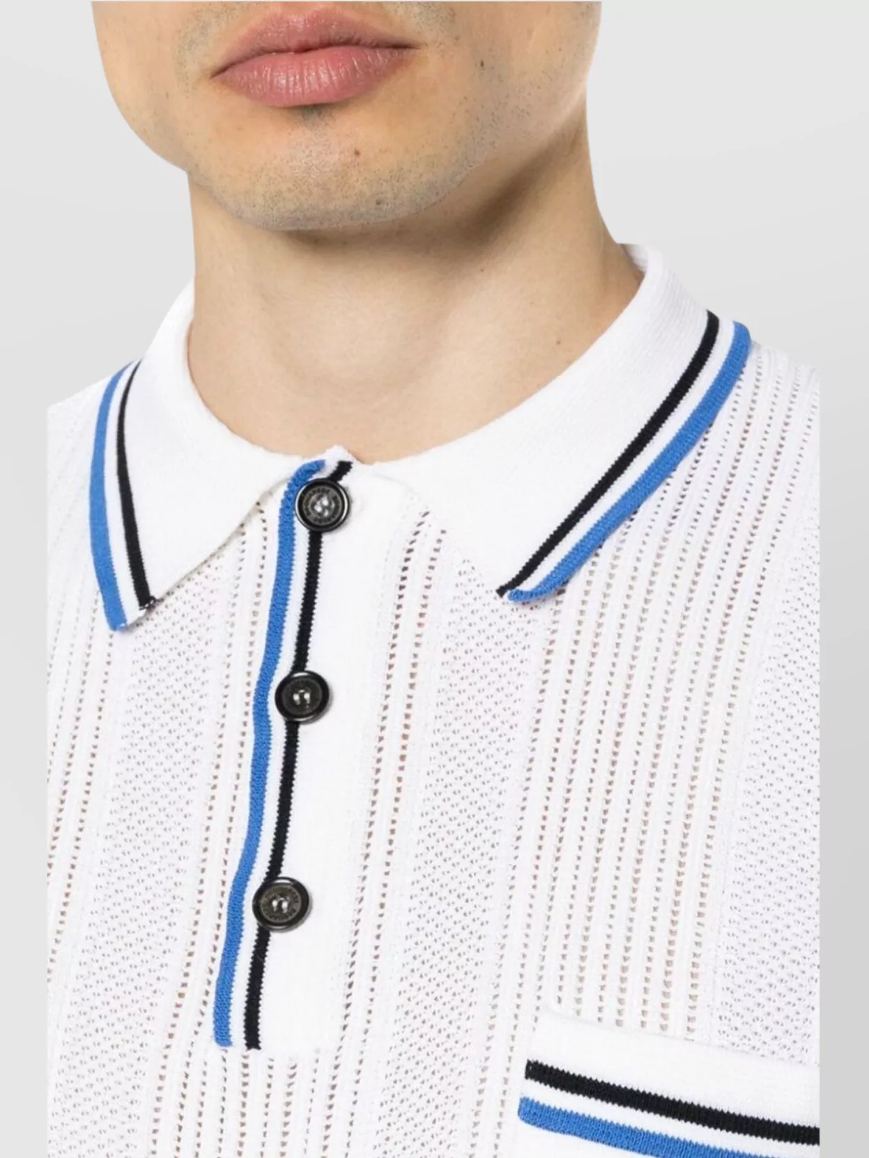 Dsquared2 Pocketed Polo With Contrast Trim And Ribbed Texture In White