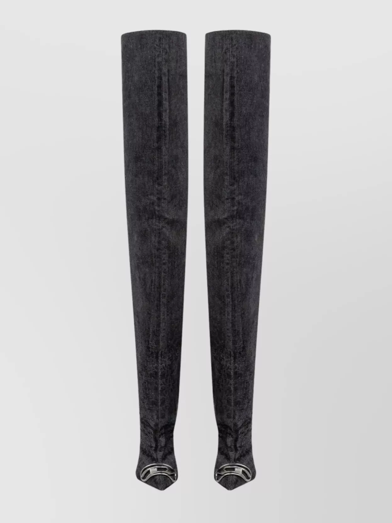 Diesel Over-the-knee Stiletto Pointed-toe Boot In Black