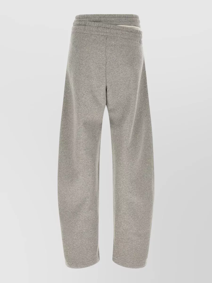 The Attico cotton asymmetric double waist wide leg joggers
