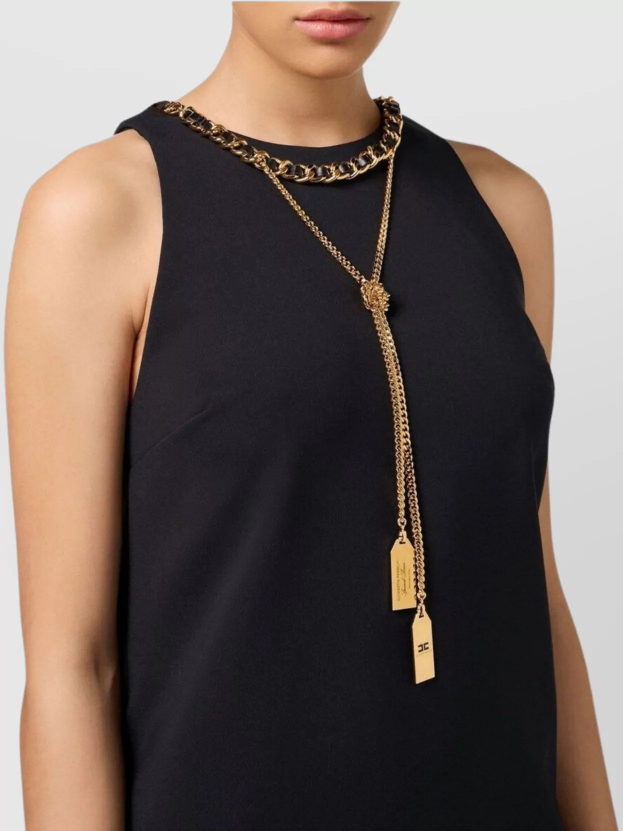 Elisabetta Franchi Chain Detail Halter Neckline Sleeveless Dress