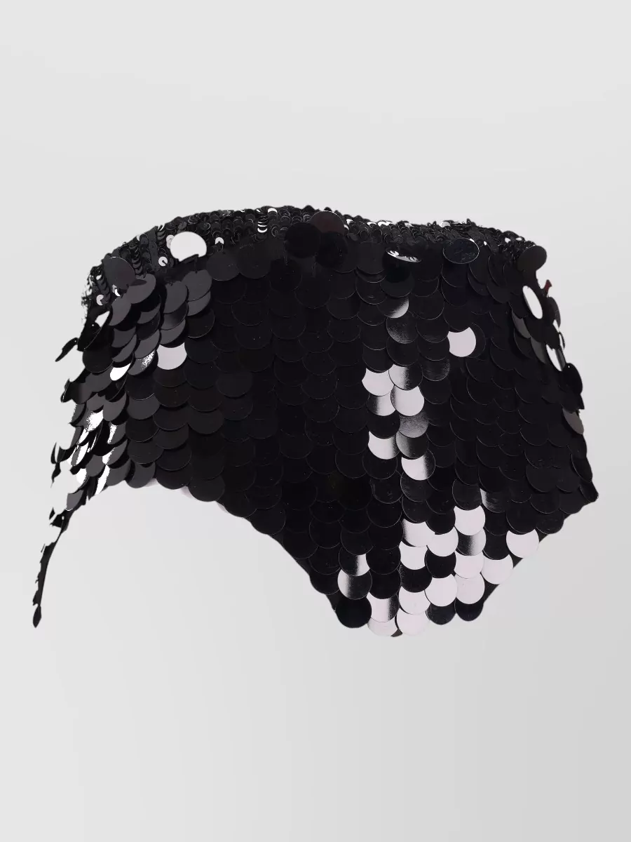 Parosh Elastic Waistband Shorts Featuring Sequin Embellishments