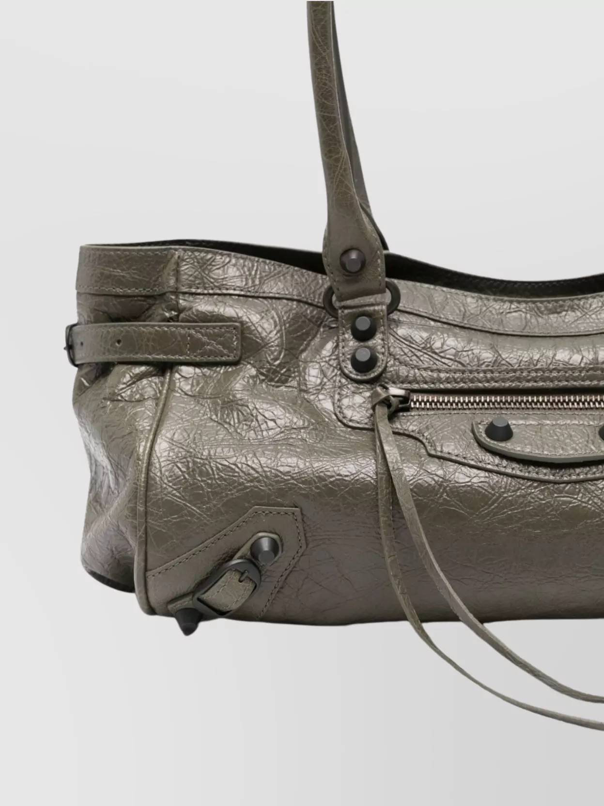 Balenciaga Leather Shoulder Bag With Buckle And Double Handles