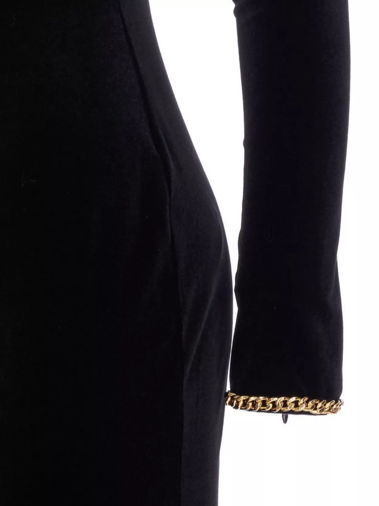 Elisabetta Franchi Velvet Chain Detail Sheer Neckline Dress