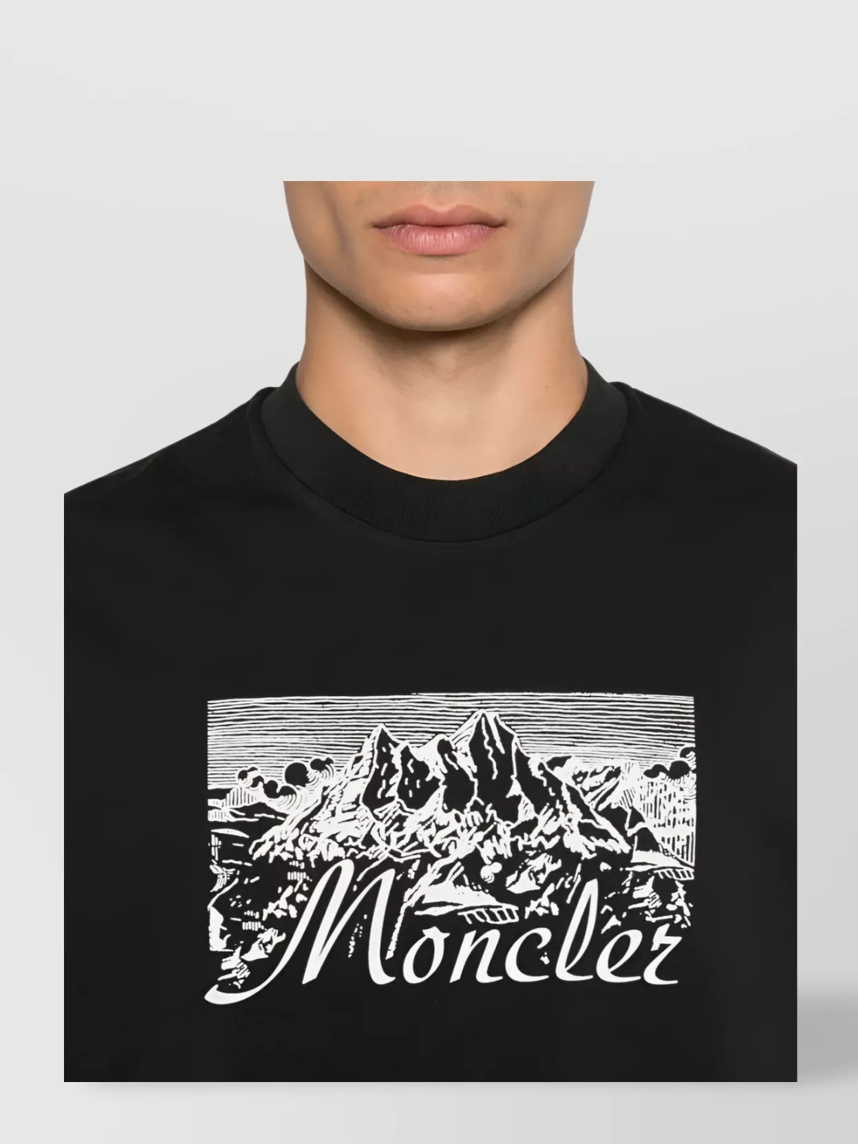 Moncler Graphic Mountain Print Short Sleeve T-Shirt
