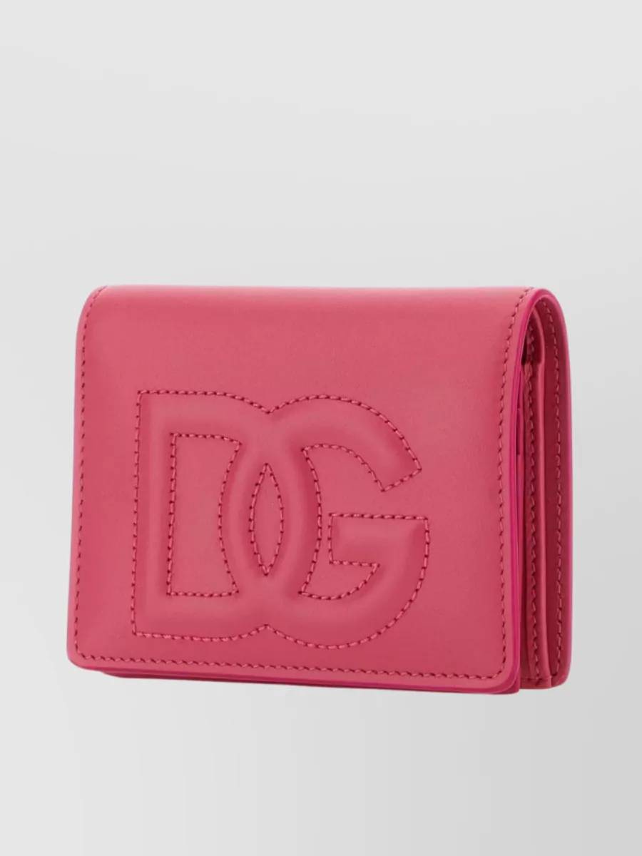 Shop Dolce & Gabbana Dg Logo Calf Leather Wallet In Burgundy