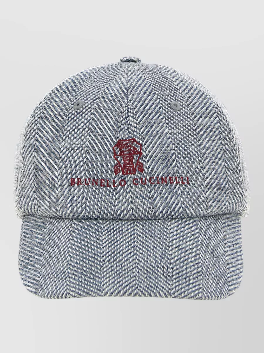Brunello Cucinelli alpaca wool silk chevron baseball cap
