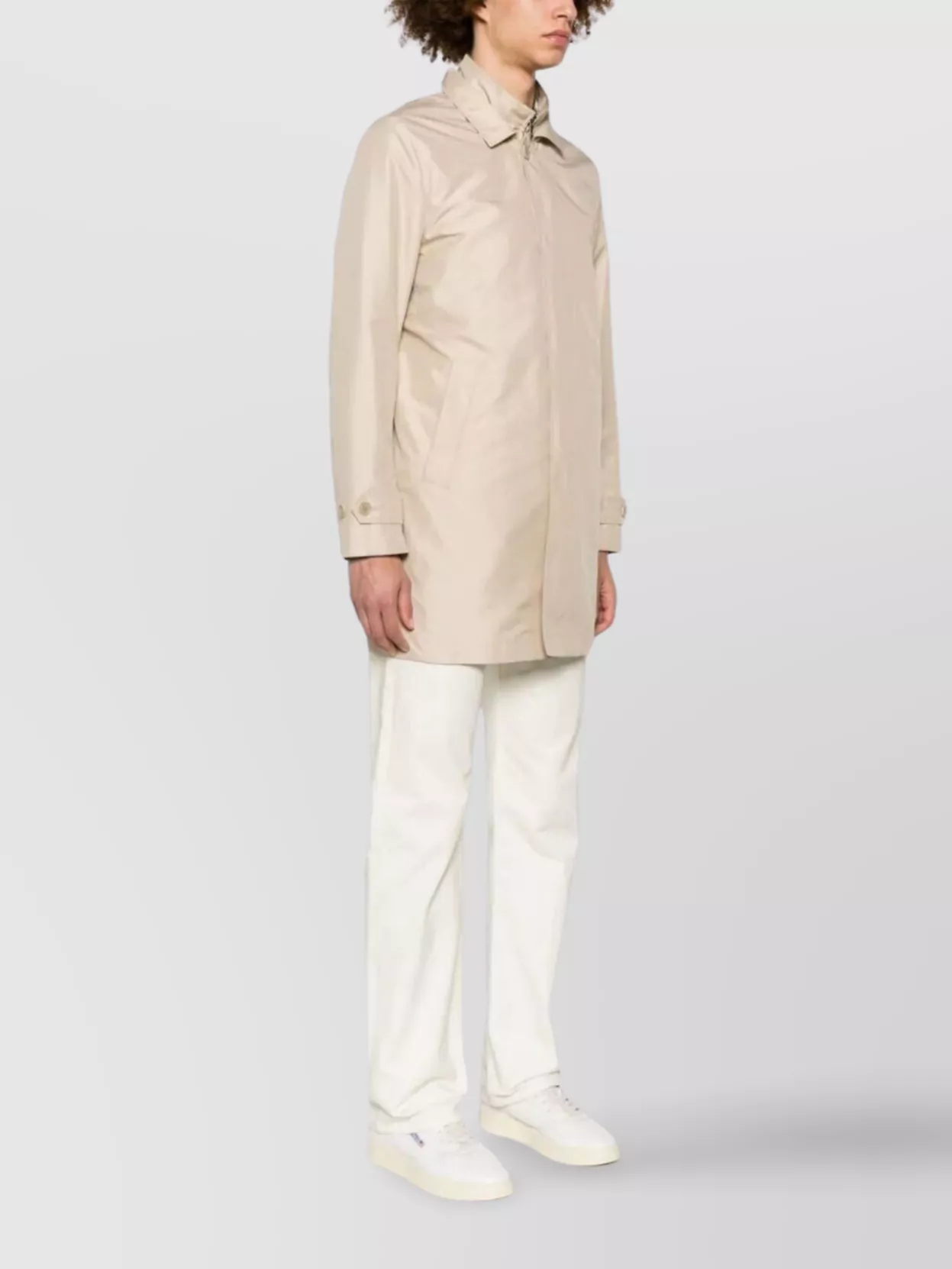 Fay Morning Long Jacket Side Pockets Point Collar