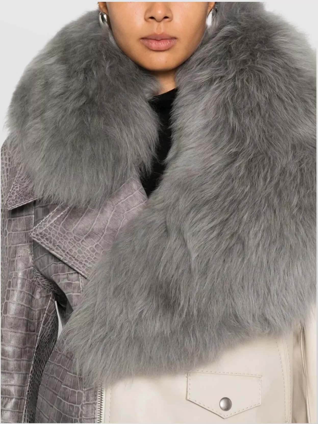 Marni Asymmetric Croc-Embossed Jacket Buckle Detail