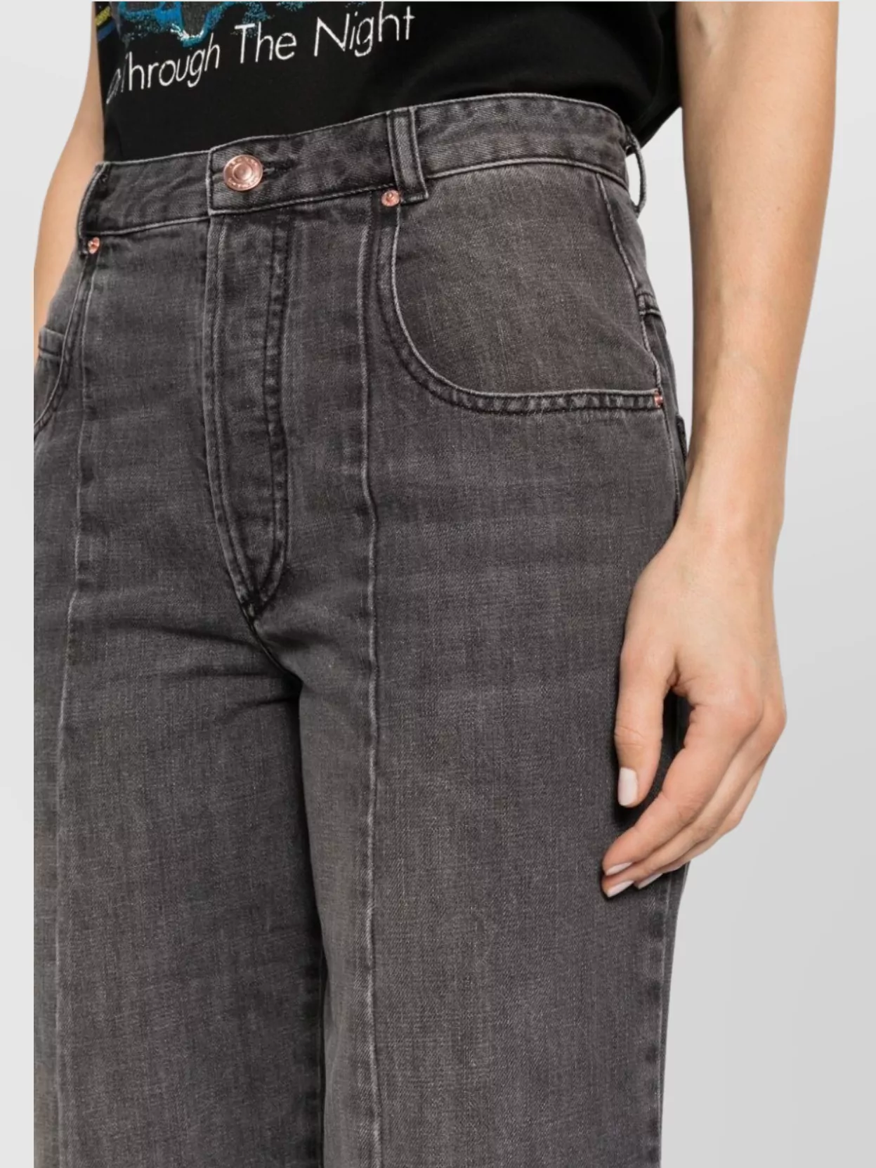 Isabel Marant Cropped Straight-Leg Jeans Faded Effect
