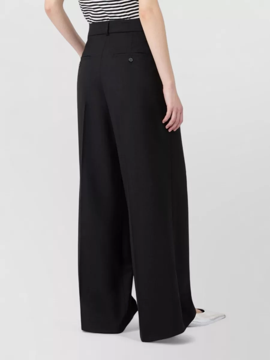 Weekend Max Mara Virgin Wool High-Rise Pleated Wide-Leg Trousers